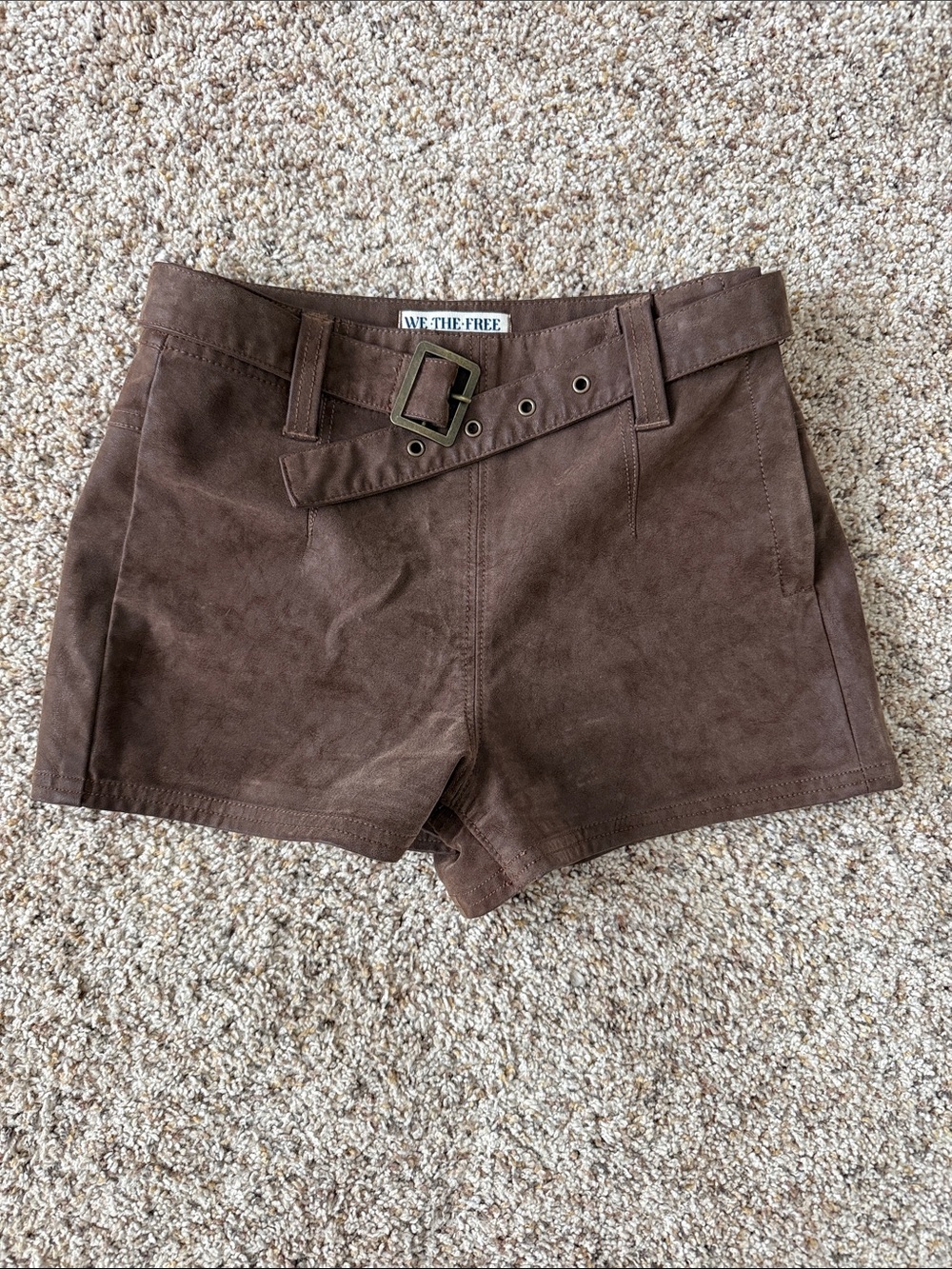 Free People Jada Belted Faux Suede Micro Shorts